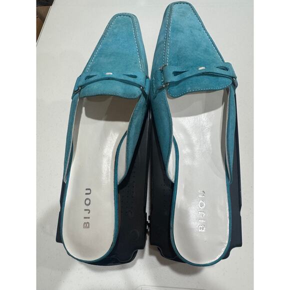 Bijou Blue Suede Leather Mules – Size 8M - Picture 1 of 11